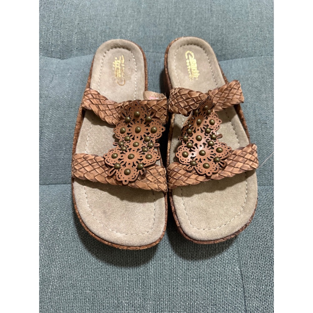 Rare Earth Kalso Tangy Honey Woven Leather Cork  Sandals Brown Women 8.5B